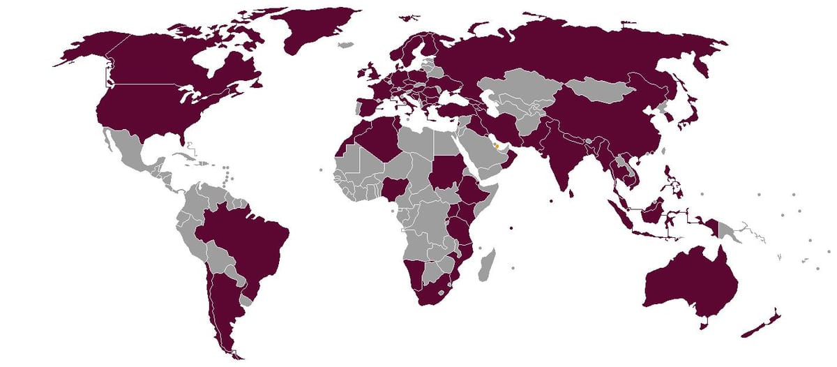 qatar airlines destinace mapě