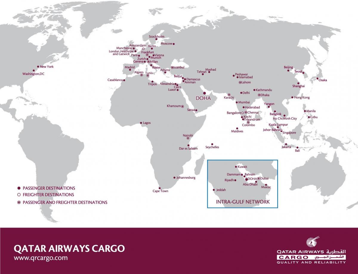 qatar airways mapu sítě