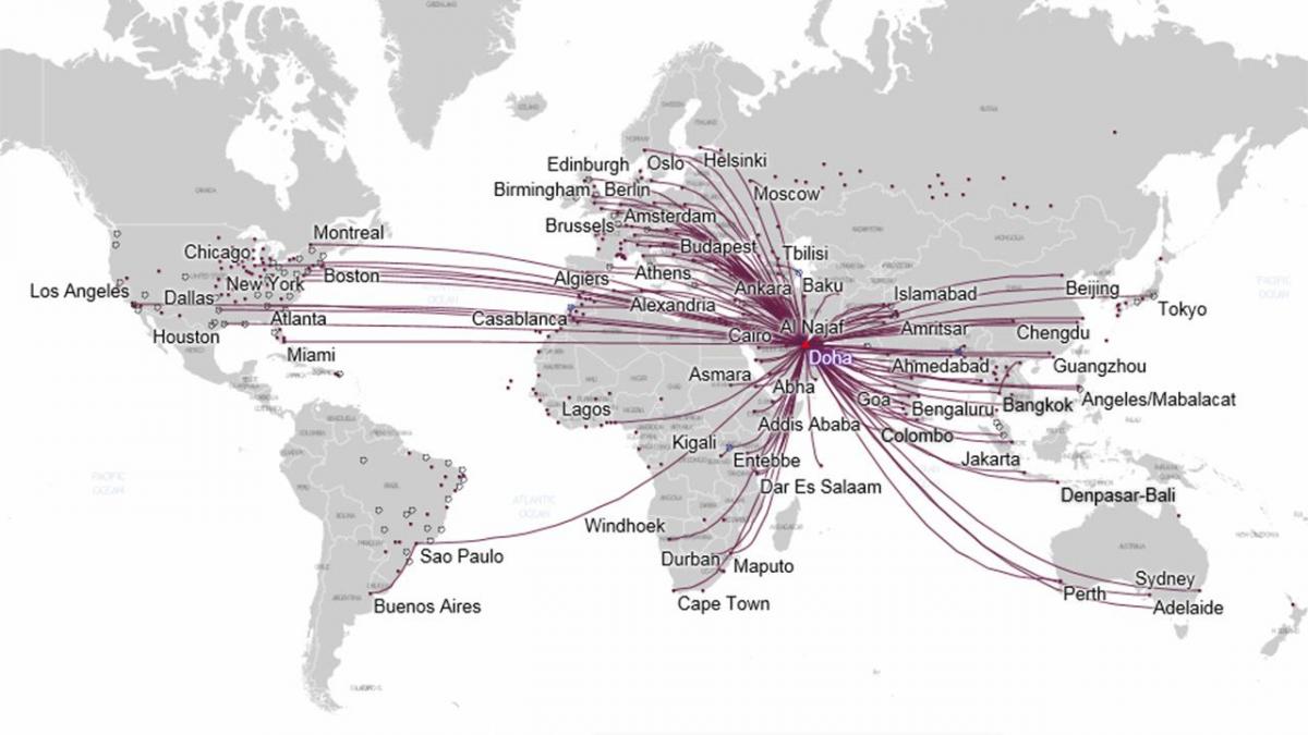 mapa trasy qatar airways