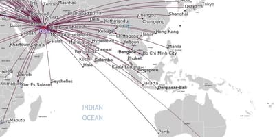 Qatar airlines mapě